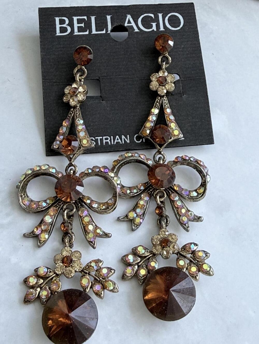 Bellagio - Vintage Austrian Crystal Bow Drop Earrings